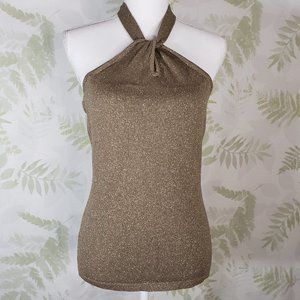 Gold sparkly halter top